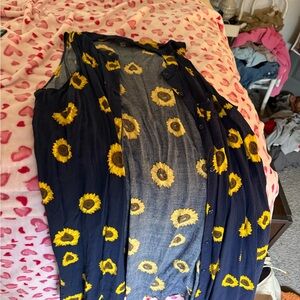 Justify Navy Kimono with Sunflower Design